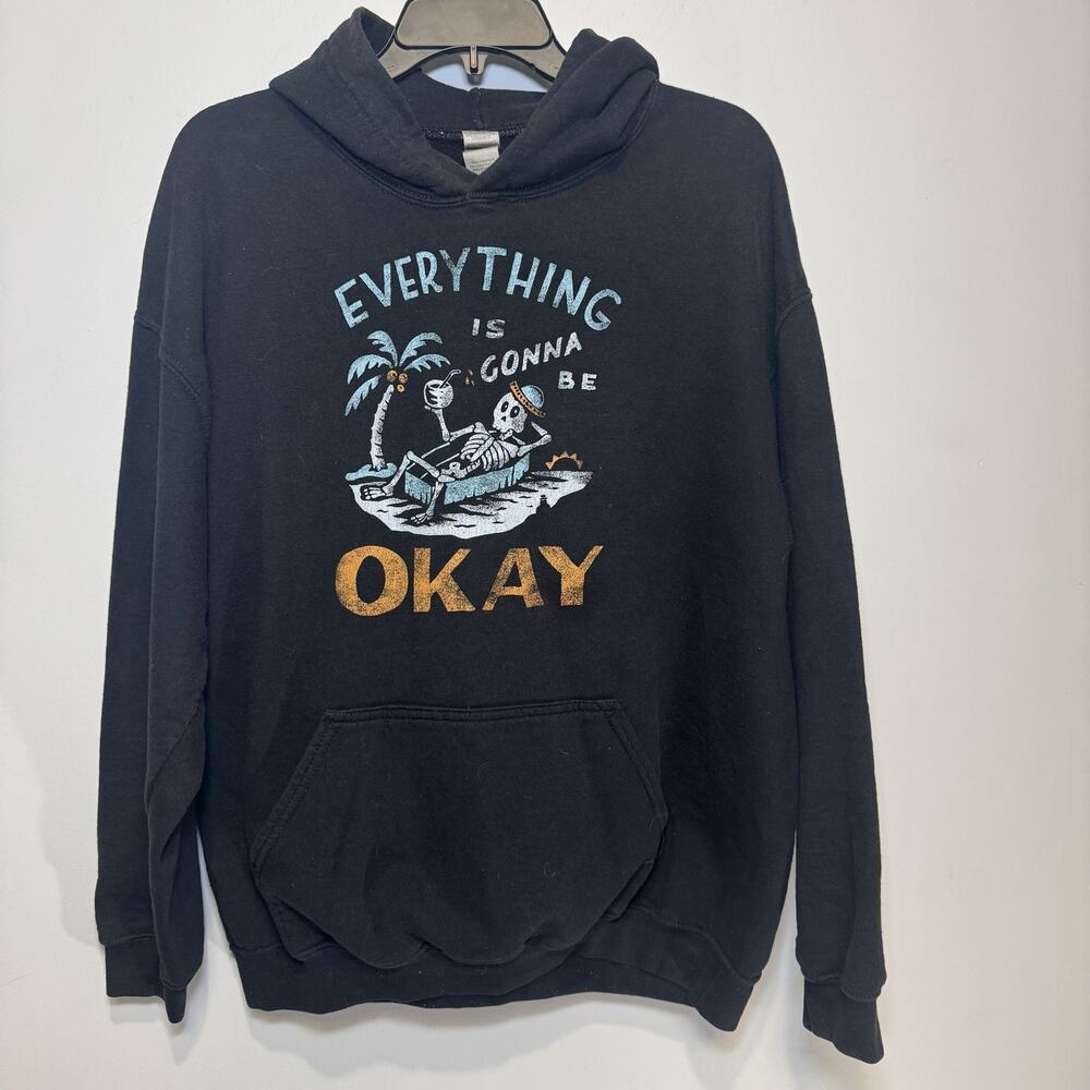 Black hooded sweatshirt "Everything is Gonna Be Okay" Size‎ L